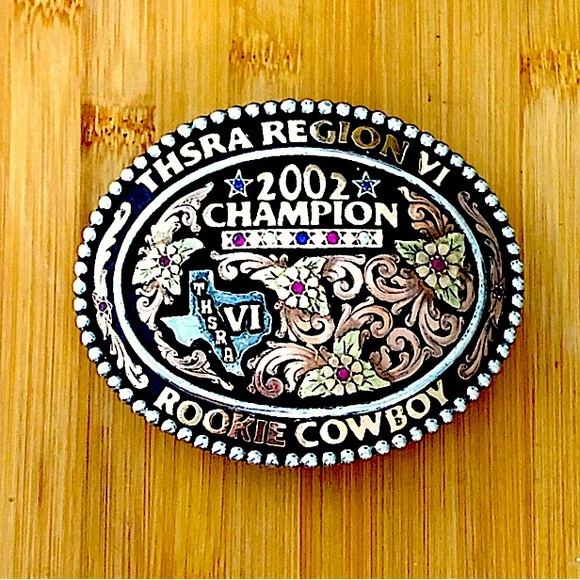 $1,128  2002 Estate Champion Cowboy Buckle  Sterling Silver & 10K Gold Filled - Picture 5 of 9